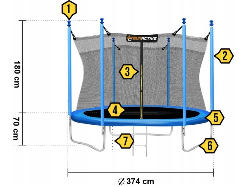 Zahradní trampolína Sunactive 374cm 