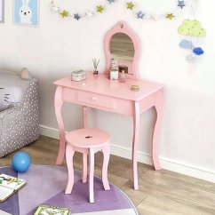 Rosa Kinderschminktisch mit Hocker