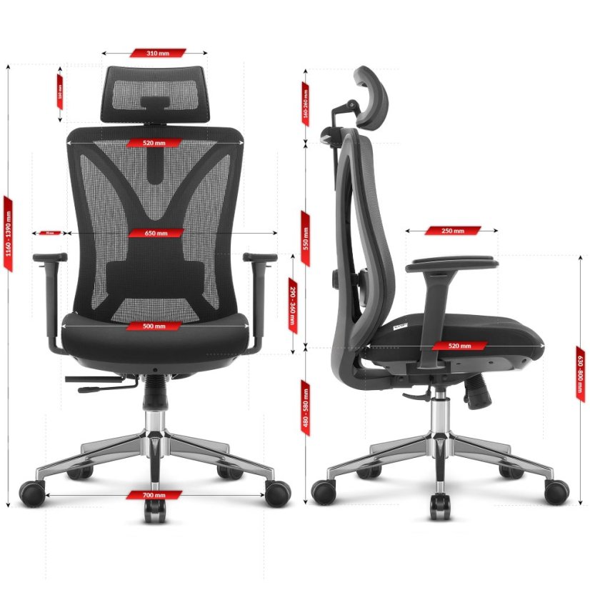 Kvalitná ergonomická kancelárska stolička HC-1054 - čierna