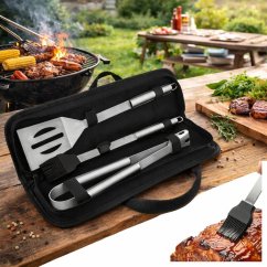 Set de unelte mici pentru grătar din oțel inoxidabil - 3 buc