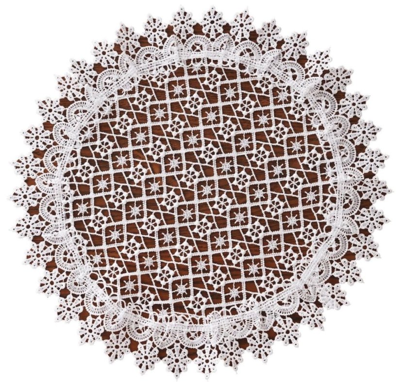 Elegantný okrúhly čipkovaný obrúsok