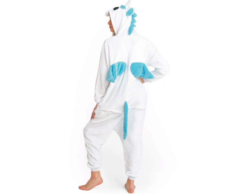 Tyrkysový kigurumi overal s motívom jednorožca veľkosť S