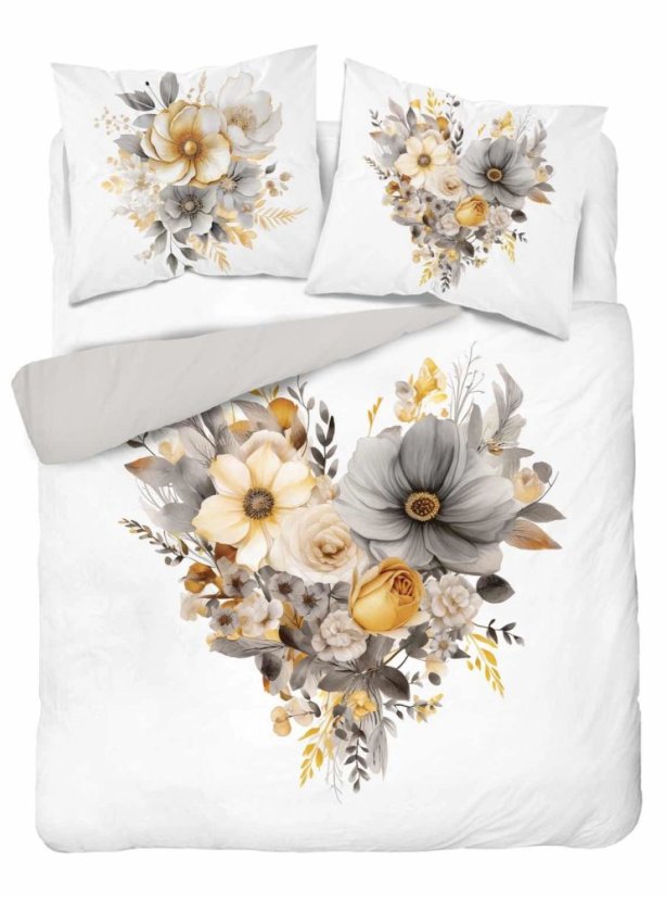 Fehér pamut ágynemű finom virágos szívvel