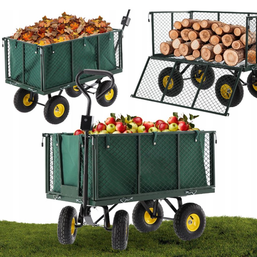 Praktický sklápací záhradný vozík 3v1 na nafukovacích kolesách