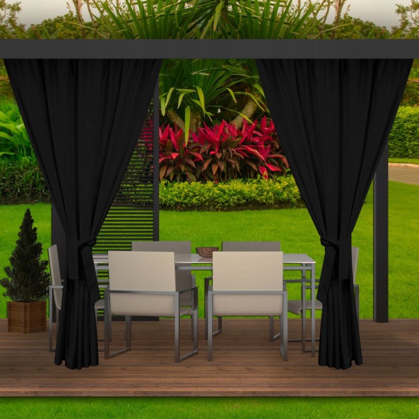 Moderne schwarze Außenvorhänge für die Gartenterrasse 155 x 240 cm