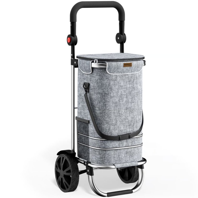 Alumínium vázas bevásárlókocsi hűtőtáskával – 56 l, teherbírás 50 kg