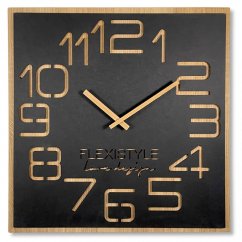 Дизайнерски стенен часовник в луксозна комбинация от дърво и черен цвят 60 см