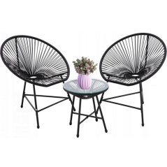 Set di mobili da giardino in tecnicoratano nero