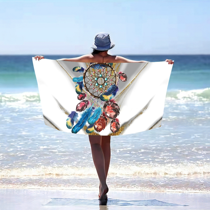 Bílá plážová osuška s lapačem snů