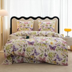 Weiße Bettwäsche mit Schmetterlingen und Blumen