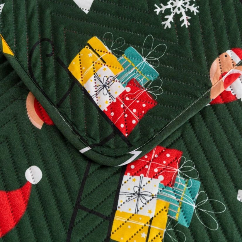 Steppelt karácsonyi ágytakaró Mikulással - zöld dekoratív ágytakaró