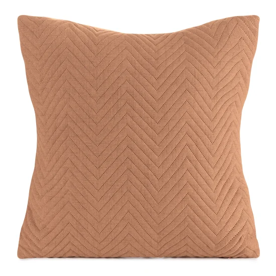 Dekoračná obliečka na vankúš  s prešívaným geometrickým vzorom - tehlovo oranžová