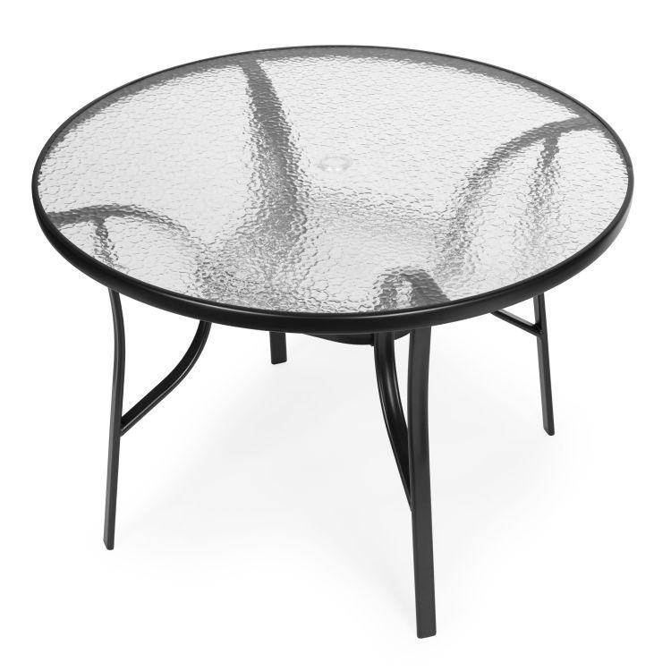 Okrúhly sklenený záhradný stôl 105 cm