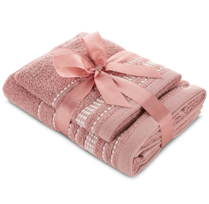 Set de prosoape din bumbac - 2 bucăți (30x50 cm și 50x90 cm) - Culoare: Alb