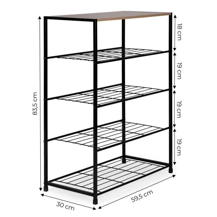 Regál na boty s kovovou konstrukcí - 4 police, až 16 párů