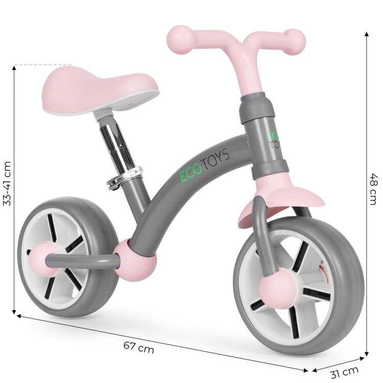 Dječji bicikl bez pedala ECOTOYS - Boja: Bijelo-crna