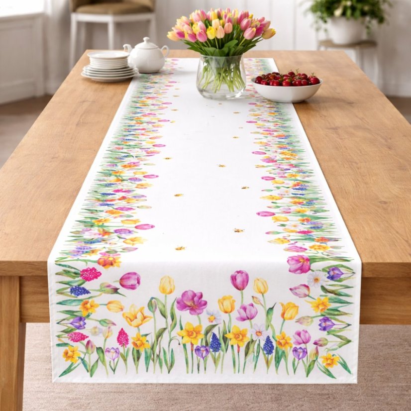 Dekoratív terítő tavaszi virágokkal