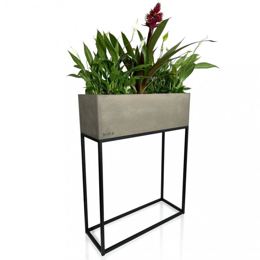 Hoher Pflanzkübel aus Metall in Grau mit glatter Oberfläche LOFT FIORINO 62X22X80 cm