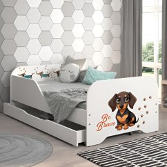 Kompletna otroška postelja 160 x 80 cm z vzmetnico in letvenim dnom - pogumni jazbečar