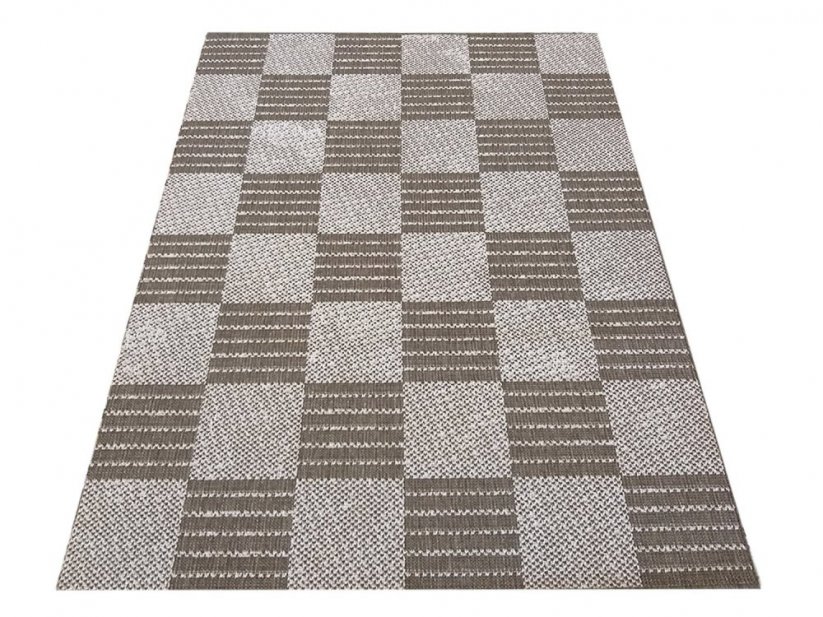 Smeđi dvostrani tepih s kvadratima