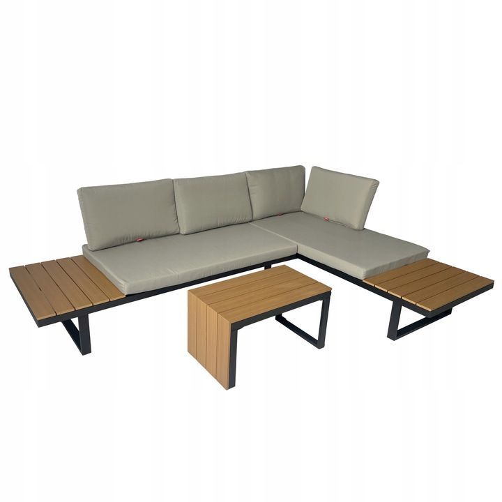 Set da giardino configurabile con cuscini in beige scuro