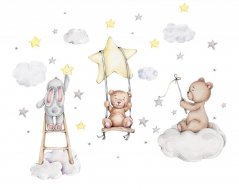 Zidna naljepnica za dječju sobu sa životinjama na noćnom nebu