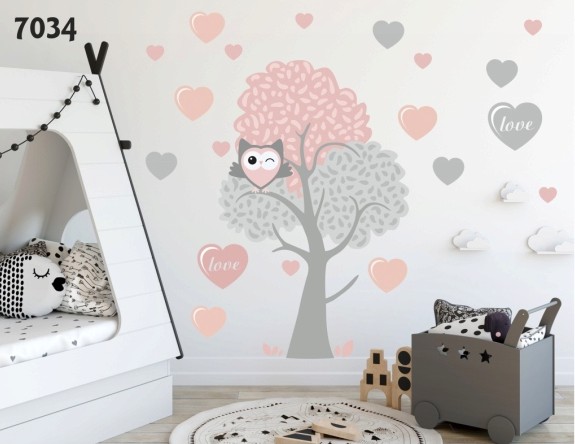 Jemná nálepka na stenu sovička LOVE 60 x 120 cm 