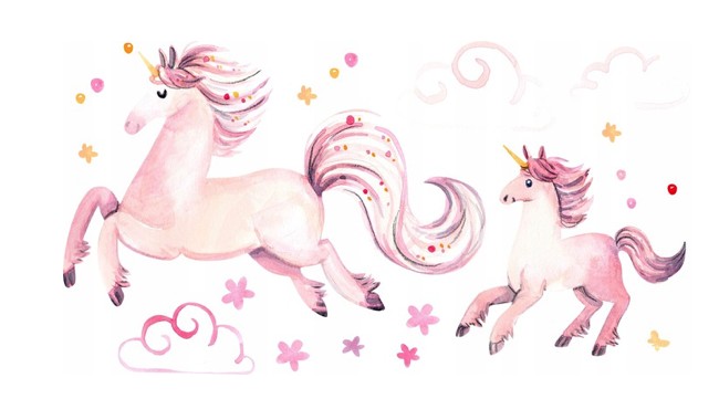Autocolant de basm pentru perete Unicorni magici