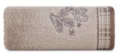 Baumwollhandtuch mit Weihnachtsmuster beige
