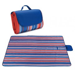 Piknik odeja s črtastim vzorcem modro-rdeča 200 x 145 cm