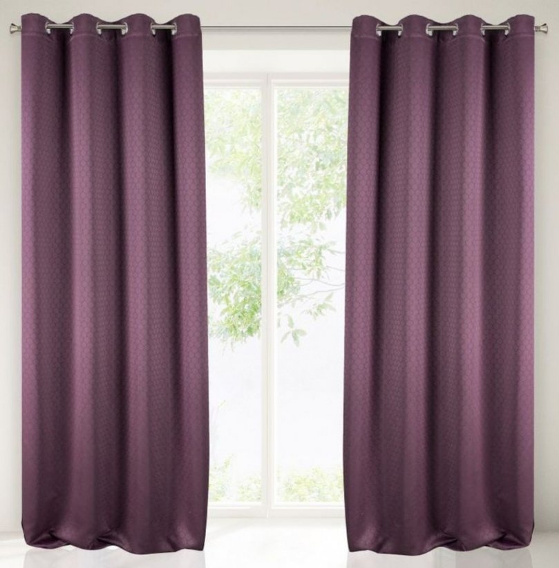 Hosszú lila sötétítő függöny mintával 135 x 250 cm