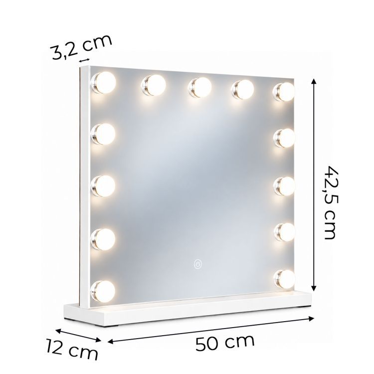 Stolní LED kosmetické zrcátko s nastavitelným osvětlením – 50 x 40 cm