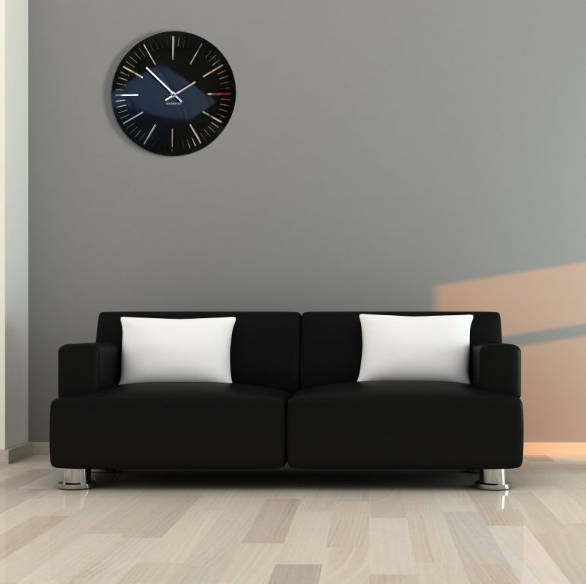 Elegantni sjajni zidni sat u crnoj boji