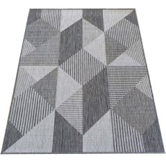 Štýlový koberec s geometrickými vzormi v sivej farbe