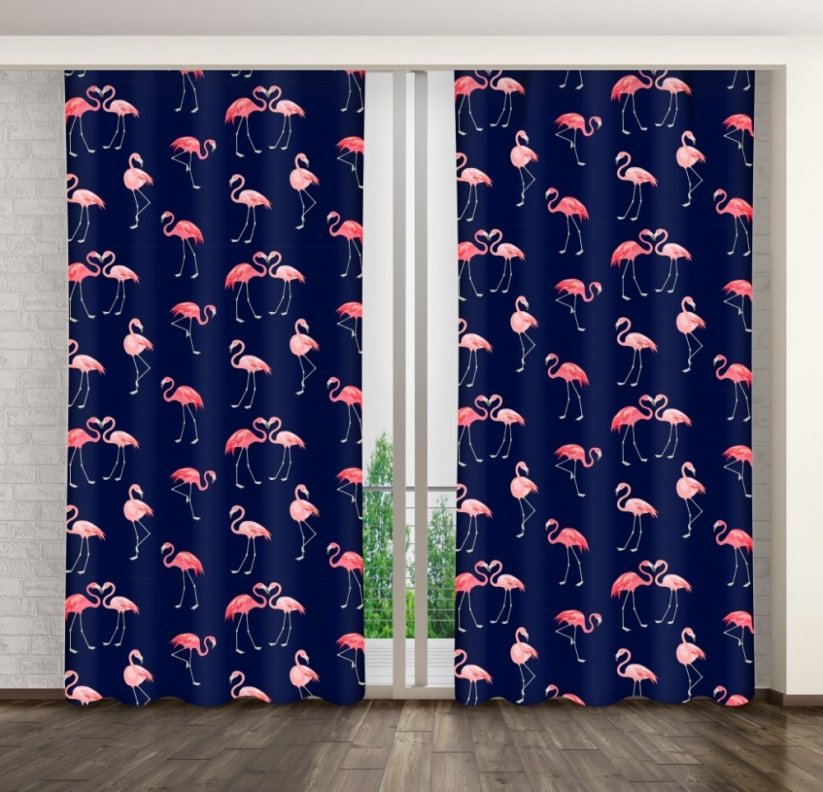 Kész hálószoba drapériák flamingó motívummal