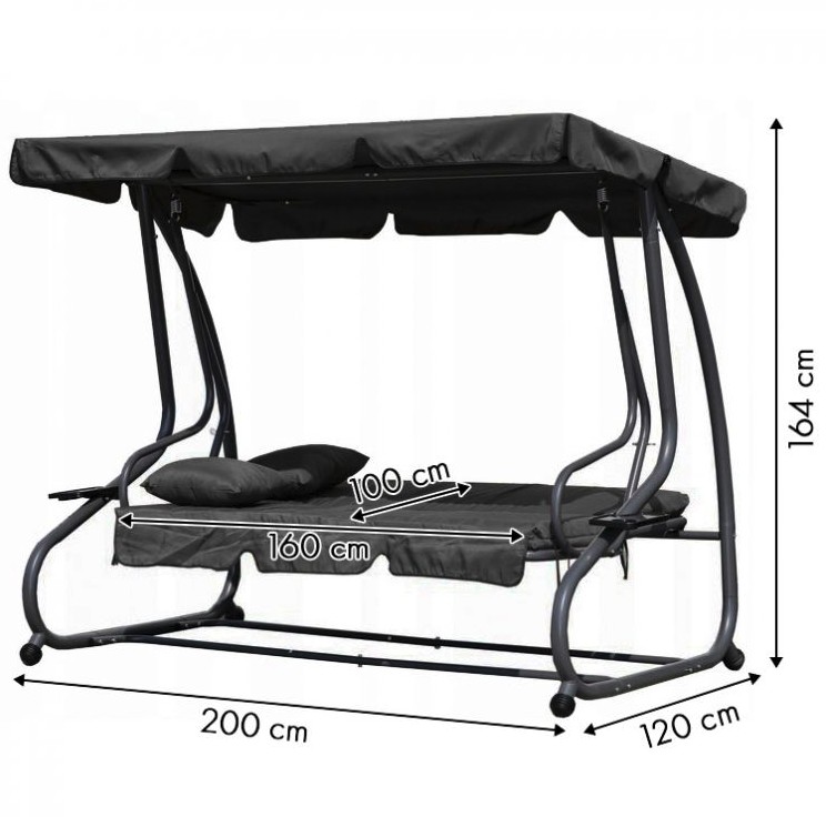 Dunkelgraue verstellbare Gartenschaukel
