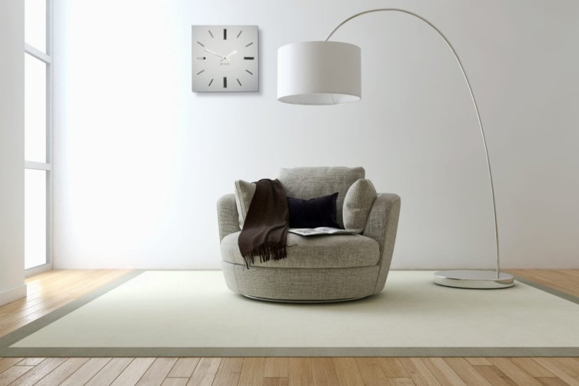 Fehér óra BRILLIANT 30 cm, ezüst kiegészítőkkel