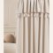 Beigefarbene Gardine Astoria mit Quasten auf einem Bindeband 140 x 260 cm
