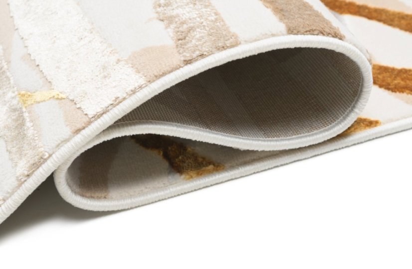 Dizajnový koberec s exotickými listami v béžovej farbe Golden