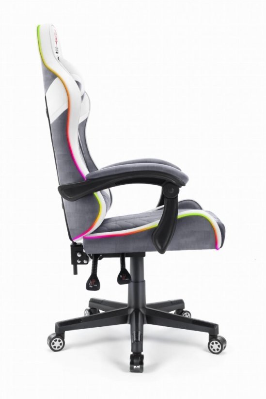 Геймърски стол HC-1004 LED RGB сиво-бяло