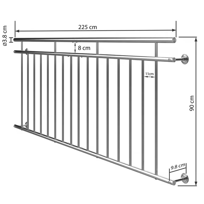 Balkongeländer aus Edelstahl - Höhe 90 cm
