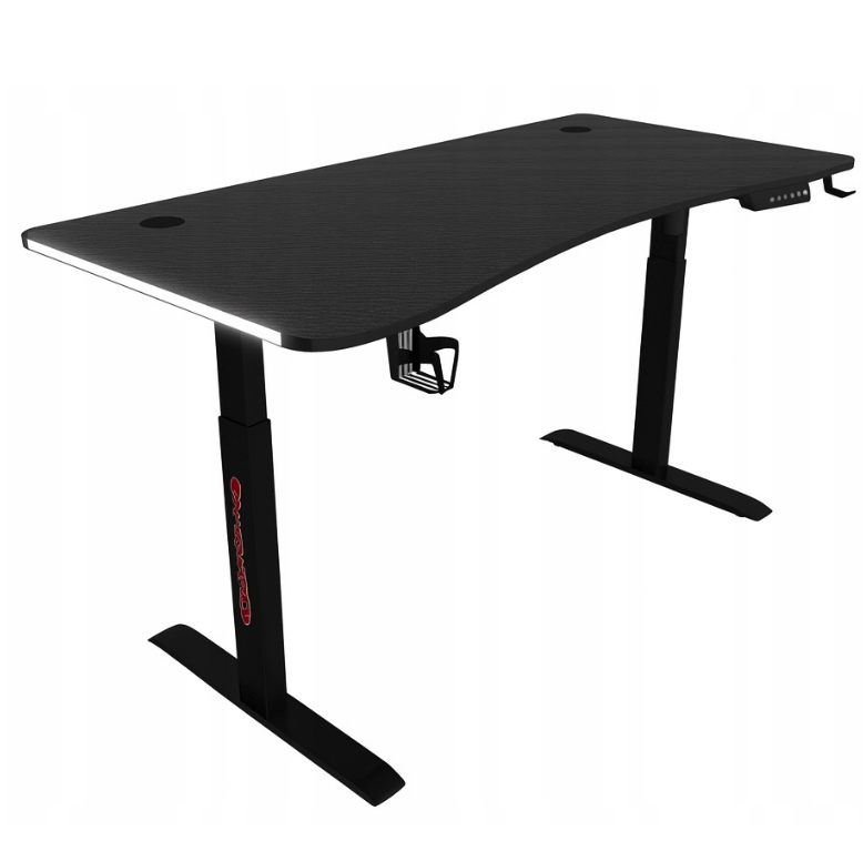 Elektrický výškovo nastaviteľný stôl 140 cm – čierny s LED podsvietením