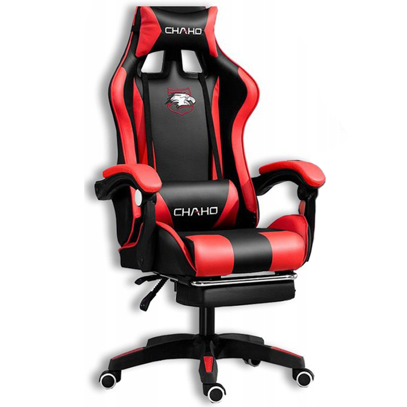 Kényelmes gamer szék fekete-piros párnával