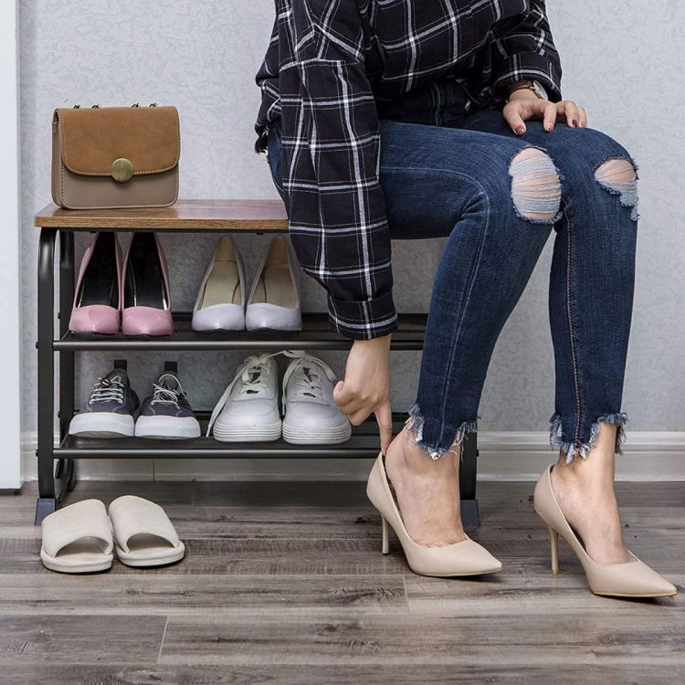 Loft Schuhregal mit Sitz - 2 Fachböden, Tragfähigkeit 90 kg