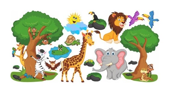Krásna farebná detská nálepka na stenu madagaskar