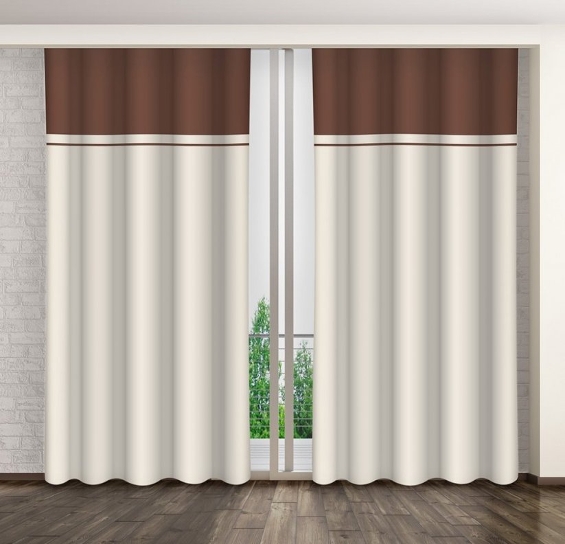 Dekoratív hálószoba drapériák bézs-barna színben