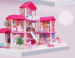 Großes zusammenklappbares Puppenhaus + Gartenmöbel für Puppen