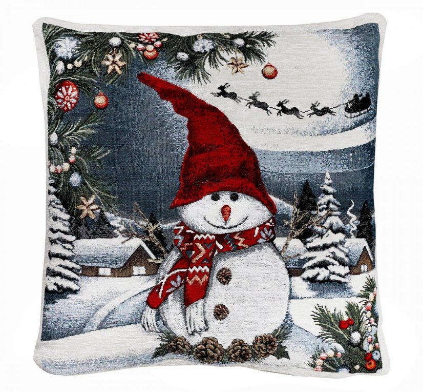 Gobelin párnahuzat 42x42 cm, hóemberrel