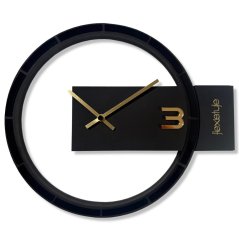 BLACK & GOLD ASYMMETRY, dizajnerski zidni sat od 30 cm