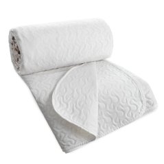 Zamatový prehoz v bielej farbe so vzorom šedo-hnedých listov